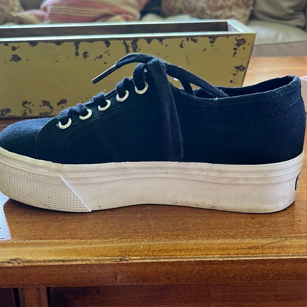 Superga black platform sneakers